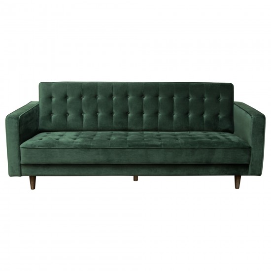 Juniper Tufted Sofa in Hunter Green Velvet with (2) Bolster Pillows by Diamond Sofa