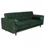 Juniper Tufted Sofa in Hunter Green Velvet with (2) Bolster Pillows by Diamond Sofa