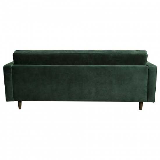 Juniper Tufted Sofa in Hunter Green Velvet with (2) Bolster Pillows by Diamond Sofa