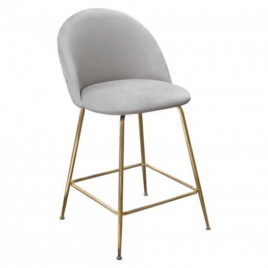 Lilly Set of (2) Counter Height Chairs in Grey Velvet w/ Brushed Gold Metal Legs by Diamond Sofa