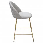 Lilly Set of (2) Counter Height Chairs in Grey Velvet w/ Brushed Gold Metal Legs by Diamond Sofa