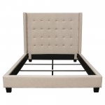 Madison Ave Tufted Wing Queen Bed in Sand Button Tufted Fabric by Diamond Sofa