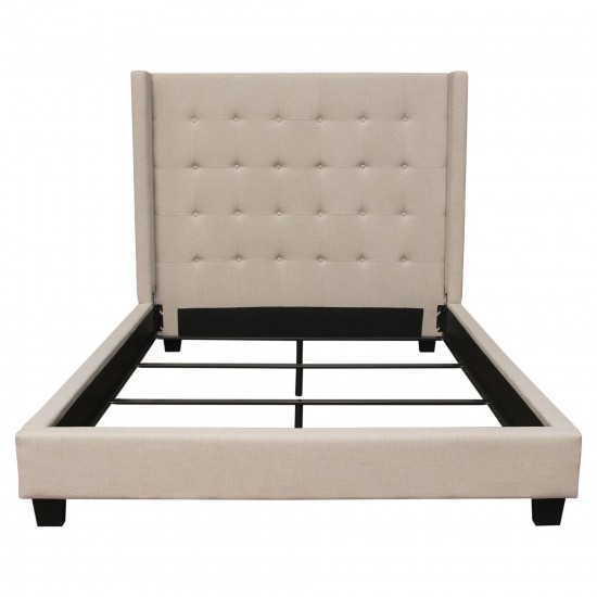 Madison Ave Tufted Wing Queen Bed in Sand Button Tufted Fabric by Diamond Sofa