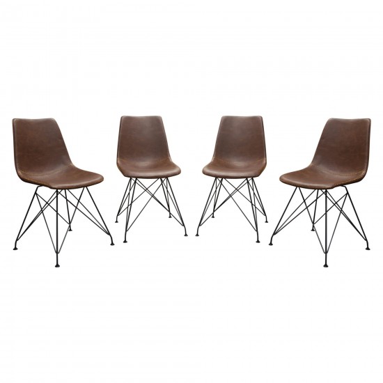 Theo Set of (4) Dining Chairs in Chocolate Leatherette w/ Black Metal Base by Diamond Sofa