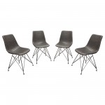 Theo Set of (4) Dining Chairs in Weathered Grey Leatherette w/ Black Metal Base by Diamond Sofa