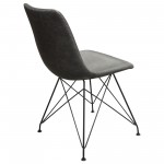 Theo Set of (4) Dining Chairs in Weathered Grey Leatherette w/ Black Metal Base by Diamond Sofa