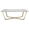 Vida Rectangle Cocktail Table w/ Faux Marble Top and Brushed Gold Metal Frame by Diamond Sofa