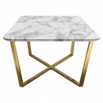 Vida Rectangle Cocktail Table w/ Faux Marble Top and Brushed Gold Metal Frame by Diamond Sofa