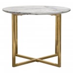 Vida 24" Round End Table w/ Faux Marble Top and Brushed Gold Metal Frame by Diamond Sofa