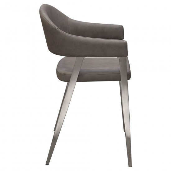 Adele Set of Two Counter Height Chairs in Grey Leatherette w/ Brushed Stainless Steel Leg by Diamond Sofa