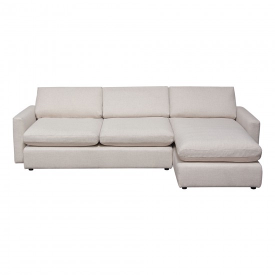 Arcadia 2PC Reversible Chaise Sectional w/ Feather Down Seating in Cream Fabric by Diamond Sofa