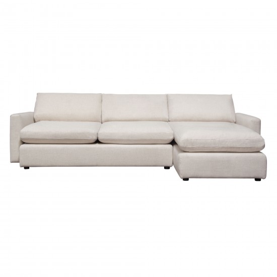 Arcadia 2PC Reversible Chaise Sectional w/ Feather Down Seating in Cream Fabric by Diamond Sofa