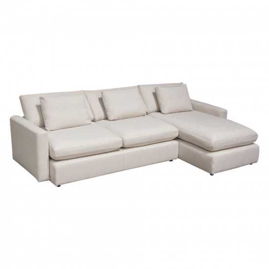 Arcadia 2PC Reversible Chaise Sectional w/ Feather Down Seating in Cream Fabric by Diamond Sofa