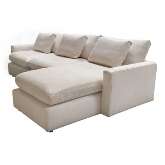 Arcadia 2PC Reversible Chaise Sectional w/ Feather Down Seating in Cream Fabric by Diamond Sofa