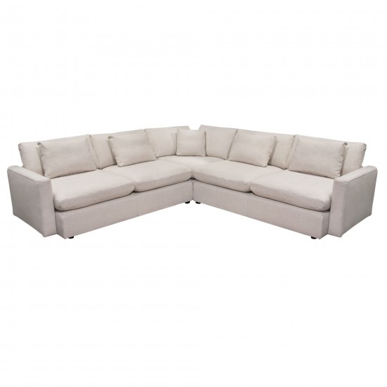 Arcadia 3PC Corner Sectional w/ Feather Down Seating in Cream Fabric by Diamond Sofa