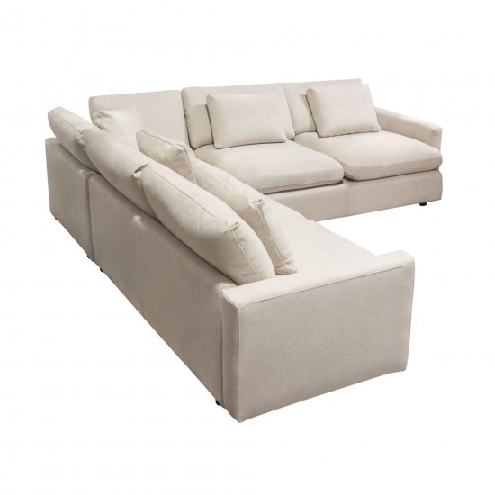 Arcadia 3PC Corner Sectional w/ Feather Down Seating in Cream Fabric by Diamond Sofa