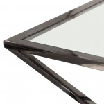 Aria Square Stainless Steel End Table w/ Polished Black Finish Base & Clear, Tempered Glass Top by Diamond Sofa