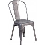 Clear Coated Metal Indoor Stackable Chair