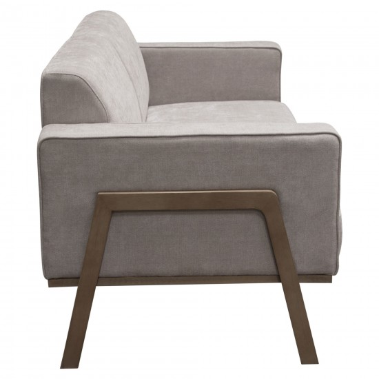 Blair Sofa in Grey Fabric with Curved Wood Leg Detail by Diamond Sofa