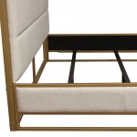 Empire Eastern King Bed in Sand Fabric with Hand brushed Gold Metal Frame by Diamond Sofa