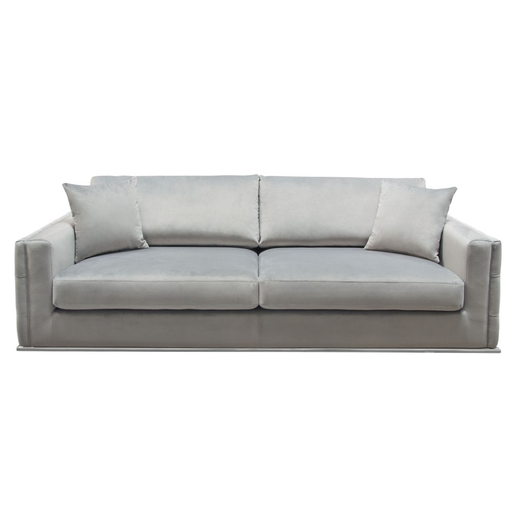 Envy Sofa in Platinum Grey Velvet with Tufted Outside Detail and Silver Metal Trim by Diamond Sofa Envy Sofa in Platinum Grey Velvet with Tufted Outside Detail and Silver Metal Trim by Diamond Sofa