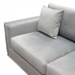 Envy Loveseat in Platinum Grey Velvet with Tufted Outside Detail and Silver Metal Trim by Diamond Sofa