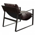 Miller Sling Accent Chair in Genuine Chocolate Leather w/ Black Powder Coated Metal Frame by Diamond Sofa