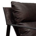 Miller Sling Accent Chair in Genuine Chocolate Leather w/ Black Powder Coated Metal Frame by Diamond Sofa