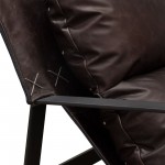 Miller Sling Accent Chair in Genuine Chocolate Leather w/ Black Powder Coated Metal Frame by Diamond Sofa