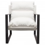 Miller Sling Accent Chair in White Linen Fabric w/ Black Powder Coated Metal Frame by Diamond Sofa