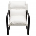 Miller Sling Accent Chair in White Linen Fabric w/ Black Powder Coated Metal Frame by Diamond Sofa