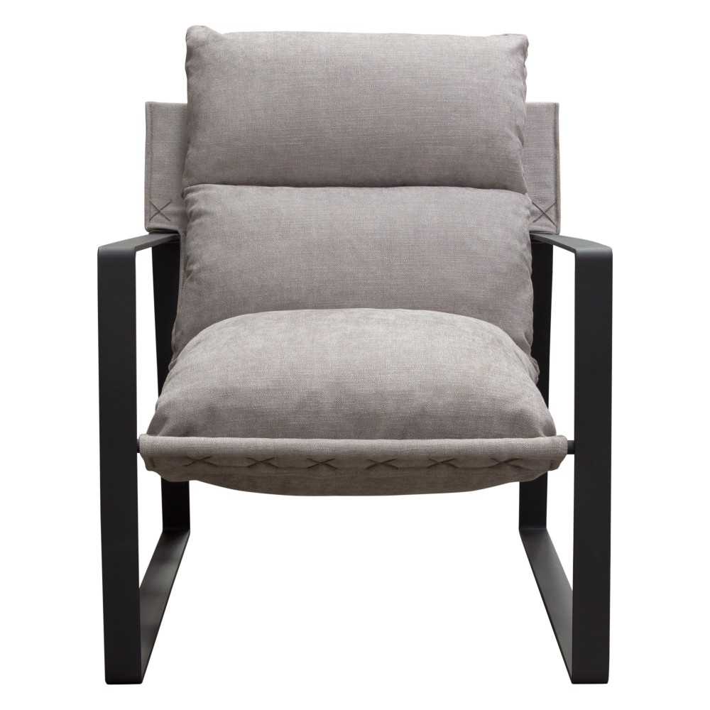 Miller Sling Accent Chair in Grey Fabric w/ Black Powder Coated Metal Frame by Diamond Sofa