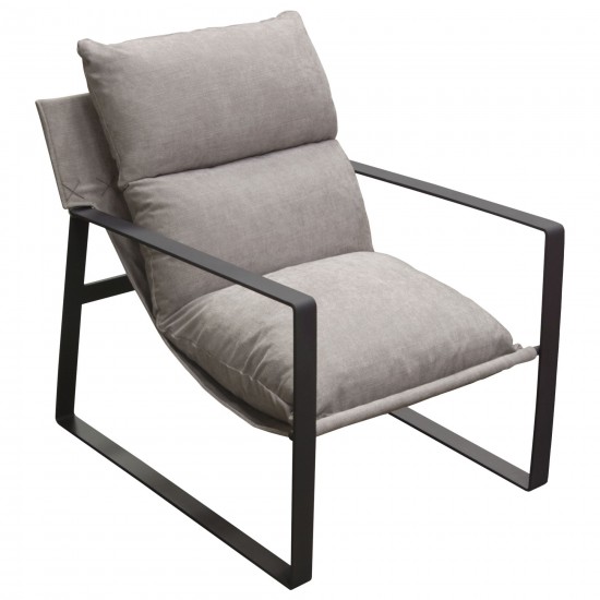 Miller Sling Accent Chair in Grey Fabric w/ Black Powder Coated Metal Frame by Diamond Sofa