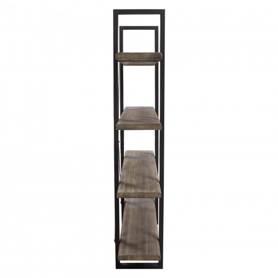 Montana 73" 4-Tiered Shelf Unit in Rustic Oak Finish with Iron Frame by Diamond Sofa