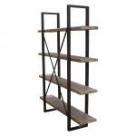 Montana 73" 4-Tiered Shelf Unit in Rustic Oak Finish with Iron Frame by Diamond Sofa