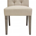 Set of Two Napa Tufted Dining Side Chairs in Sand Linen Fabric with Wood Legs in Grey Oak Finish by Diamond Sofa