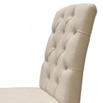 Set of Two Napa Tufted Dining Side Chairs in Sand Linen Fabric with Wood Legs in Grey Oak Finish by Diamond Sofa