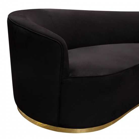 Raven Sofa in Black Suede Velvet w/ Brushed Gold Accent Trim by Diamond Sofa