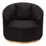 Raven Chair in Black Suede Velvet w/ Brushed Gold Accent Trim by Diamond Sofa