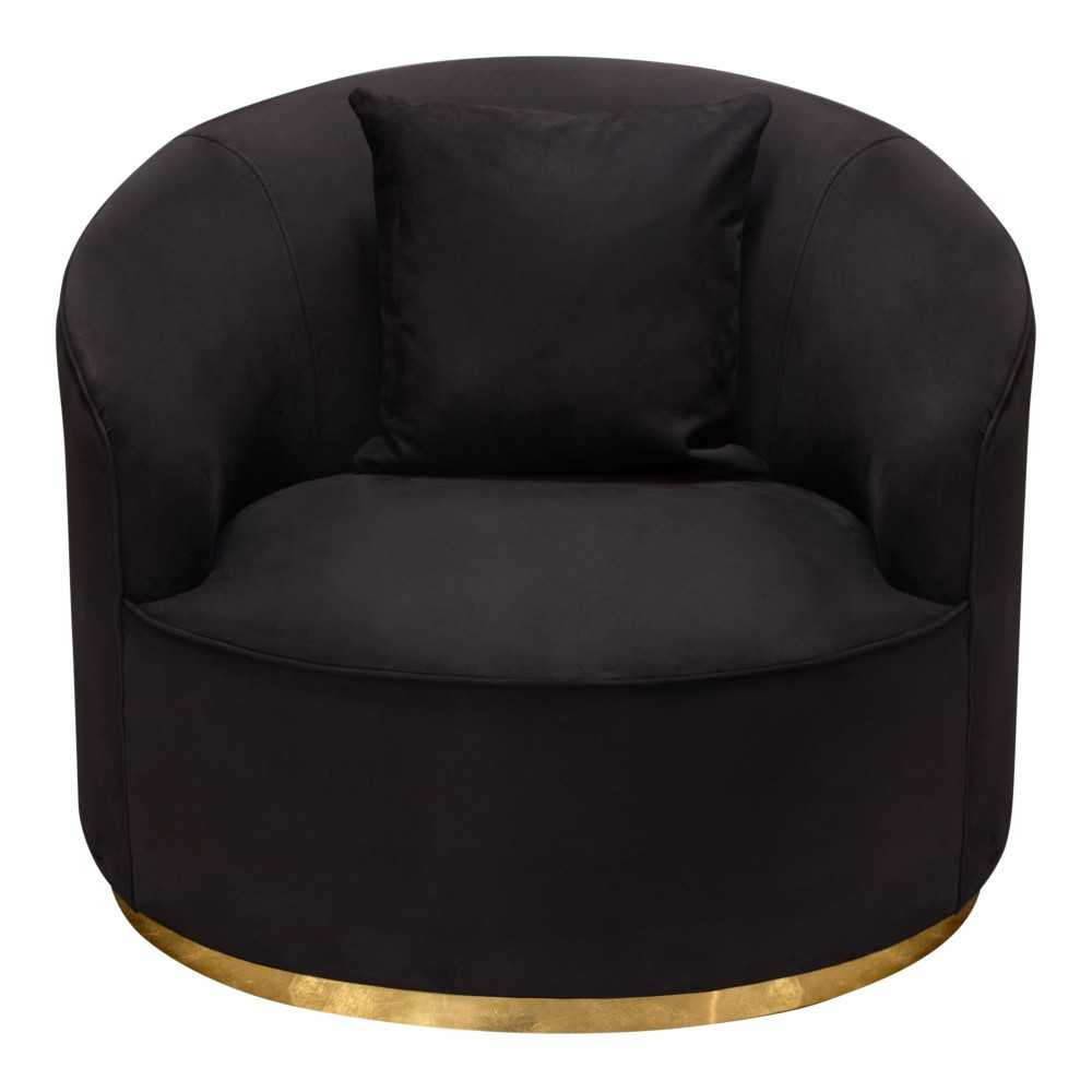 Raven Chair in Black Suede Velvet w/ Brushed Gold Accent Trim by Diamond Sofa