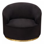 Raven Chair in Black Suede Velvet w/ Brushed Gold Accent Trim by Diamond Sofa