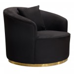 Raven Chair in Black Suede Velvet w/ Brushed Gold Accent Trim by Diamond Sofa