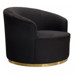 Raven Chair in Black Suede Velvet w/ Brushed Gold Accent Trim by Diamond Sofa