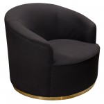 Raven Chair in Black Suede Velvet w/ Brushed Gold Accent Trim by Diamond Sofa