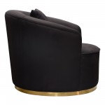 Raven Chair in Black Suede Velvet w/ Brushed Gold Accent Trim by Diamond Sofa