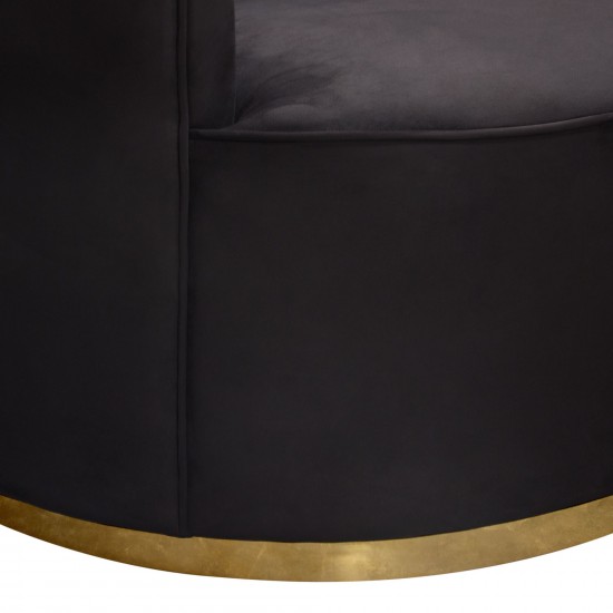 Raven Chair in Black Suede Velvet w/ Brushed Gold Accent Trim by Diamond Sofa