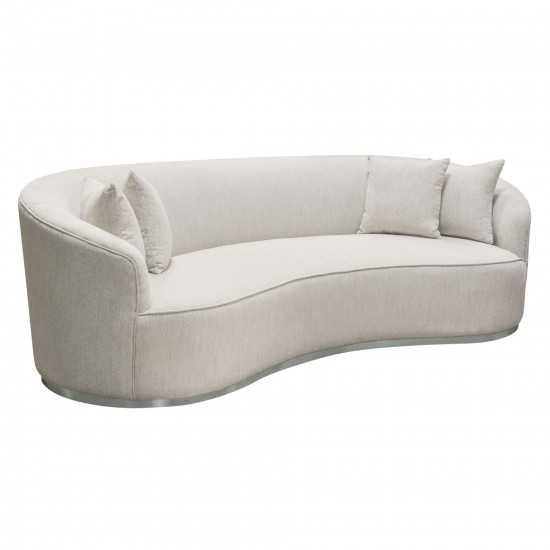 Raven Sofa in Light Cream Fabric w/ Brushed Silver Accent Trim by Diamond Sofa