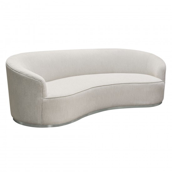 Raven Sofa in Light Cream Fabric w/ Brushed Silver Accent Trim by Diamond Sofa