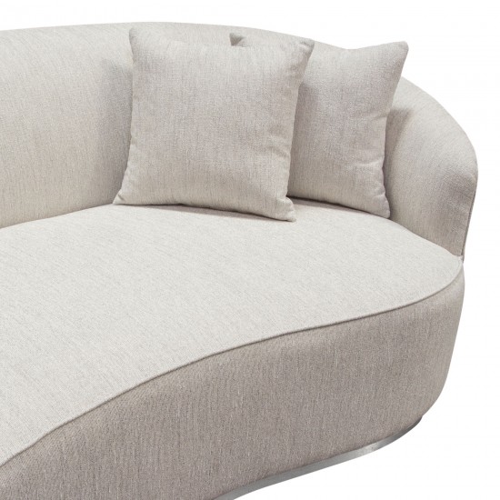 Raven Sofa in Light Cream Fabric w/ Brushed Silver Accent Trim by Diamond Sofa