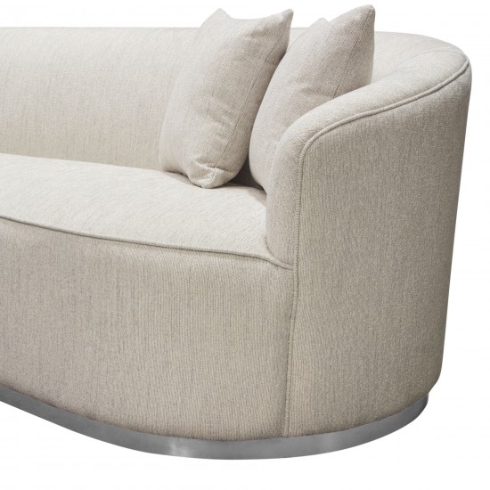 Raven Sofa in Light Cream Fabric w/ Brushed Silver Accent Trim by Diamond Sofa